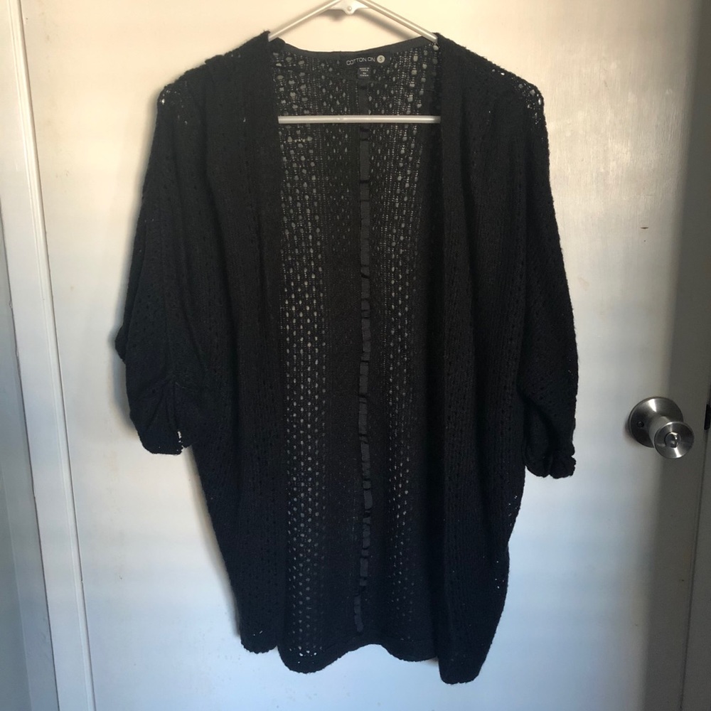 Black short sleeve cardigan